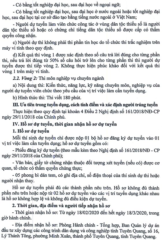 Ban QLDAĐTXD các công trình dân dụng và công nghiệp tỉnh Tuyên Quang tuyển dụng viên chức năm 2020