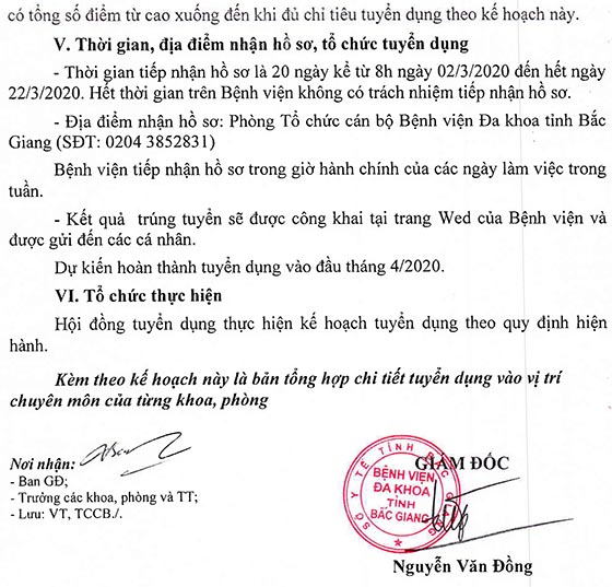 Bệnh viện Đa khoa tỉnh Bắc Giang tuyển dụng lao động hợp đồng năm 2020