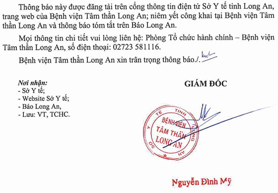 Bệnh viện Tâm thần Long An tuyển dụng viên chức năm 2020