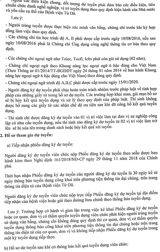 Bệnh viện Từ Dũ, TP. HCM tuyển dụng viên chức năm 2019