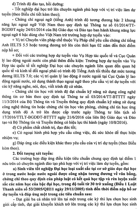 Bộ Lao động - Thương binh và Xã hội tuyển dụng công chức năm 2020
