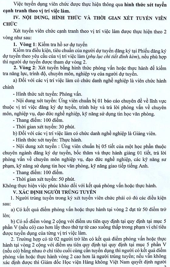 Học viện Hàng không Việt Nam, TP. HCM tuyển dụng viên chức năm 2020