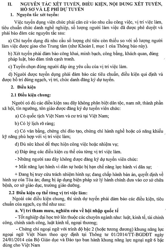 Trung tâm Hỗ trợ hội nhập quốc tế - Viện Nghiên cứu phát triển TP. HCM tuyển dụng viên chức năm 2020