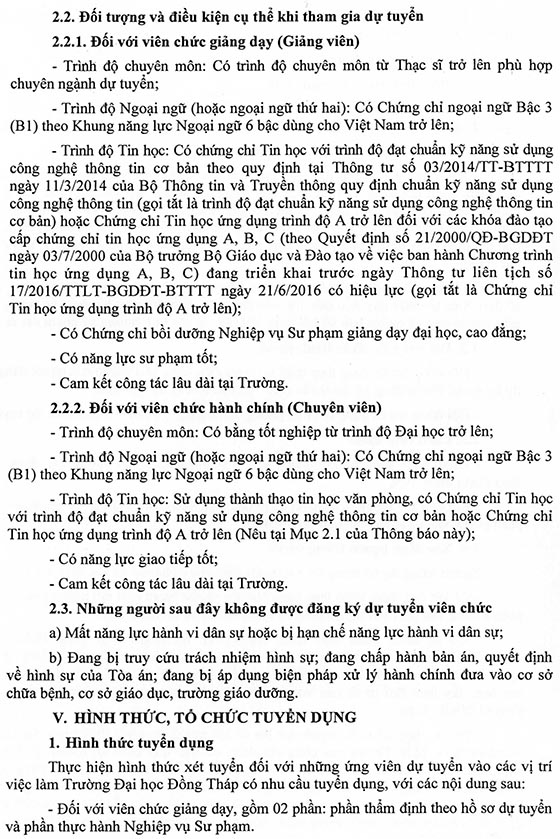 Trường Đại học Đồng Tháp tuyển dụng bổ sung viên chức năm 2020