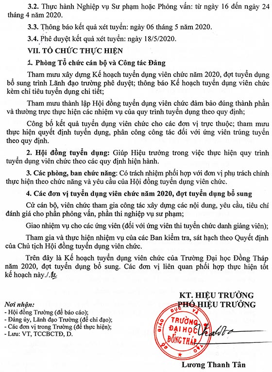 Trường Đại học Đồng Tháp tuyển dụng bổ sung viên chức năm 2020