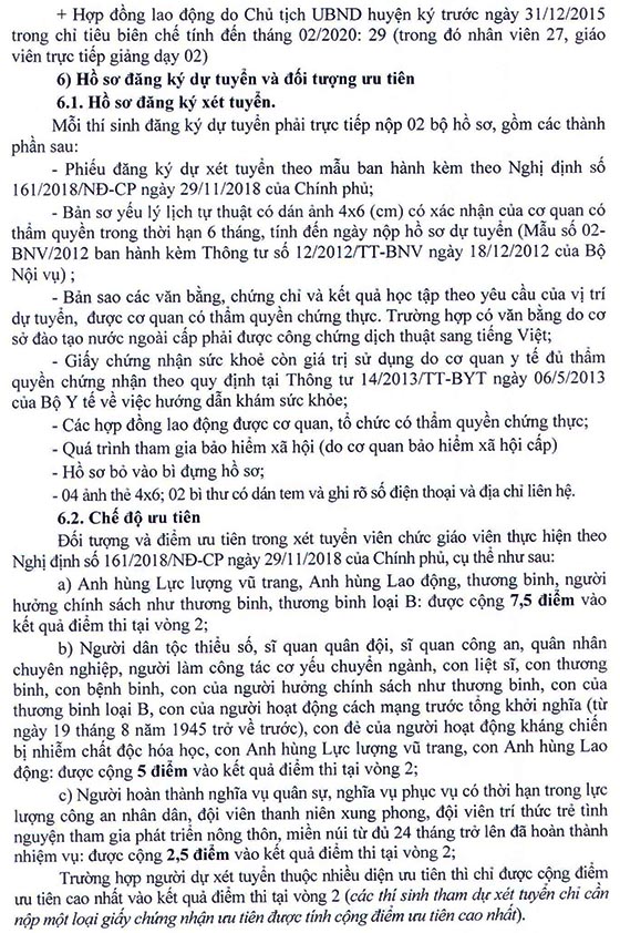 UBND huyện Núi Thành, Quảng Nam tuyển dụng giáo viên năm 2020