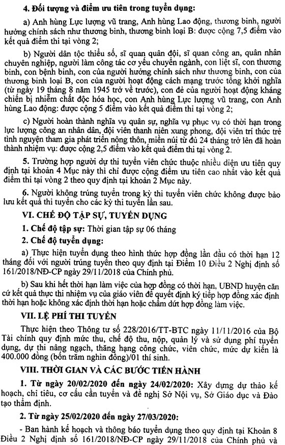 UBND huyện Tam Đảo, Vĩnh Phúc tuyển dụng giáo viên năm 2020