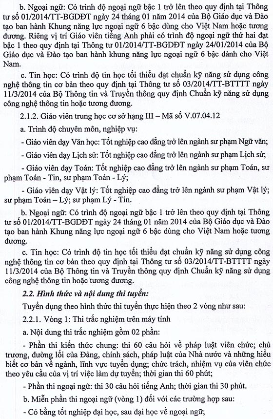 UBND huyện Vĩnh Linh, Quảng Trị tuyển dụng giáo viên năm học 2019-2020