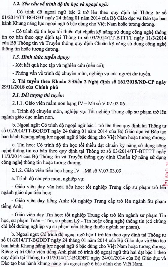UBND huyện Vĩnh Linh, Quảng Trị tuyển dụng giáo viên năm học 2019-2020