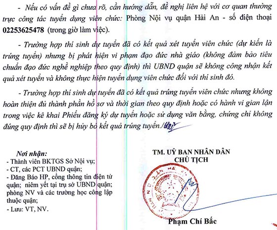 UBND Quận Hải An, TP. Hải Phòng tuyển dụng giáo viên năm 2020
