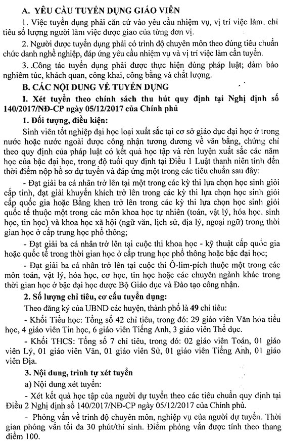 UBND tỉnh Vĩnh Phúc tuyển dụng giáo viên năm 2020
