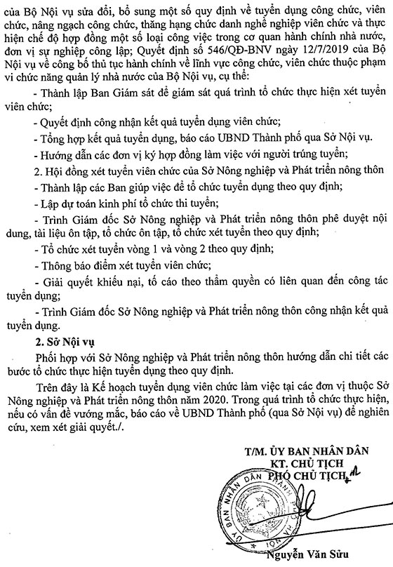 UBND TP. Hà Nội tuyển dụng viên chức làm việc tại các đơn vị thuộc Sở Nông nghiệp và Phát triển nông thôn năm 2020