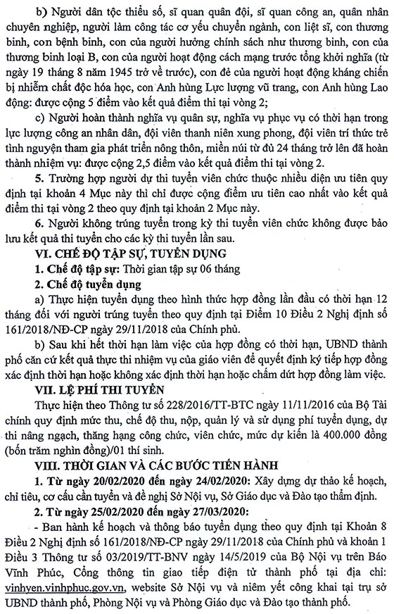 UBND TP. Vĩnh Yên, Vĩnh Phúc tuyển dụng giáo viên tiểu học năm 2020