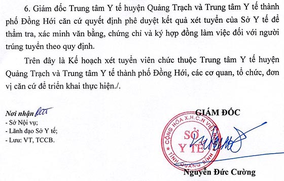 Sở Y tế tỉnh Quảng Bình tuyển dụng viên chức tại Trung tâm Y tế huyện Quảng Trạch và Trung tâm Y tế TP. Đồng Hới năm 2020