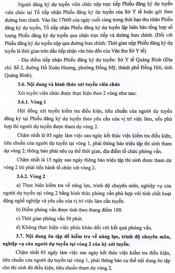 Sở Y tế tỉnh Quảng Bình tuyển dụng viên chức tại Trung tâm Y tế huyện Quảng Trạch và Trung tâm Y tế TP. Đồng Hới năm 2020