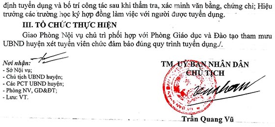 UBND huyện Bố Trạch, Quảng Bình tuyển dụng giáo viên năm 2020