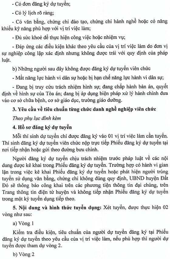 UBND huyện Đất Đỏ, Bà Rịa - Vũng Tàu tuyển dụng viên chức năm 2020