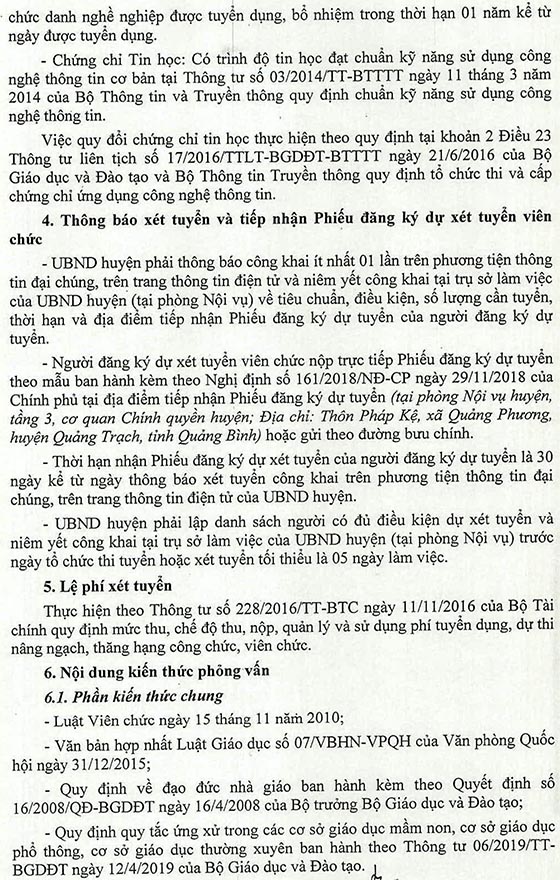 UBND huyện Quảng Trạch, Quảng Trị tuyển dụng viên chức giáo dục năm 2020