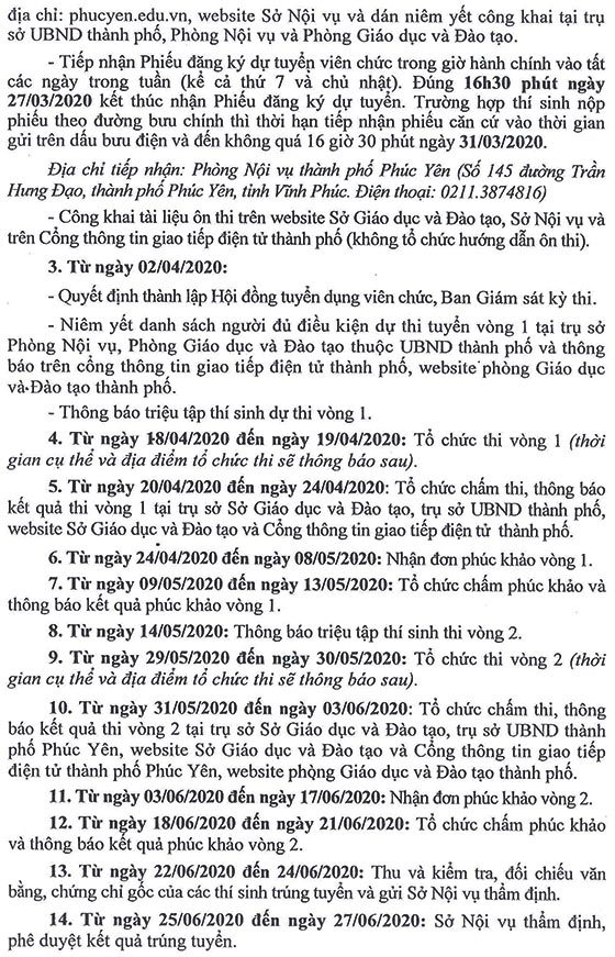 UBND TP. Phúc Yên, Vĩnh Phúc tuyển dụng giáo viên Tiểu học năm 2020