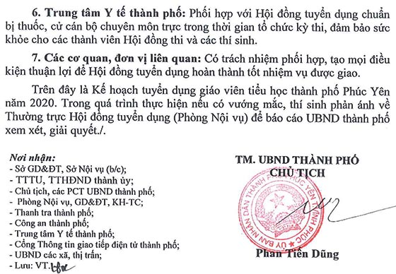 UBND TP. Phúc Yên, Vĩnh Phúc tuyển dụng giáo viên Tiểu học năm 2020