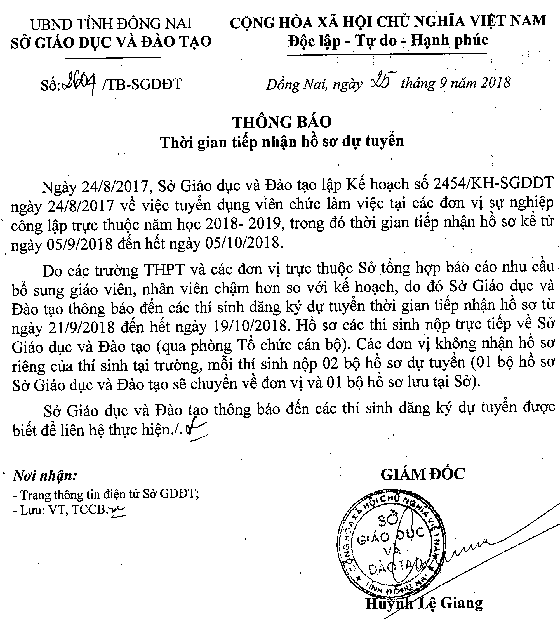 Sở Giáo dục và Đào tạo Đồng Nai tuyển dụng cán bộ, giáo viên