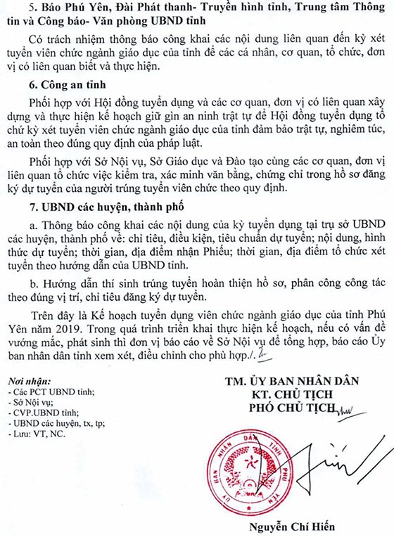 UBND tỉnh Phú Yên tuyển viên chức ngành giáo dục năm 2019