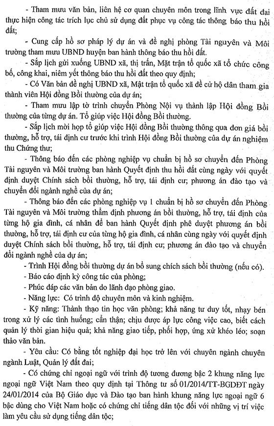Ban bồi thường giải phóng mặt bằng huyện Nhà Bè, TP.HCM tuyển dụng viên chức năm 2020