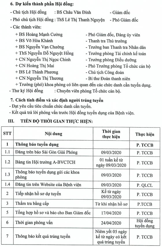 Bệnh viện Chấn thương chỉnh hình TP.HCM tuyển dụng lao động năm 2020