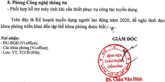 Bệnh viện Chấn thương chỉnh hình TP.HCM tuyển dụng lao động năm 2020