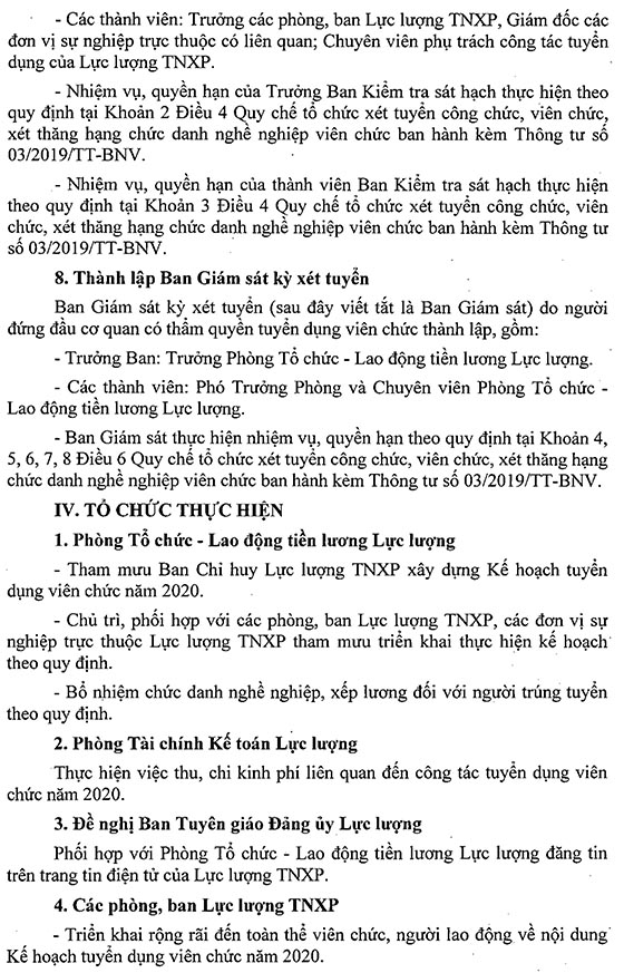 Lực lượng TNXP TP.HCM tuyển dụng viên chức đợt 1 năm 2020