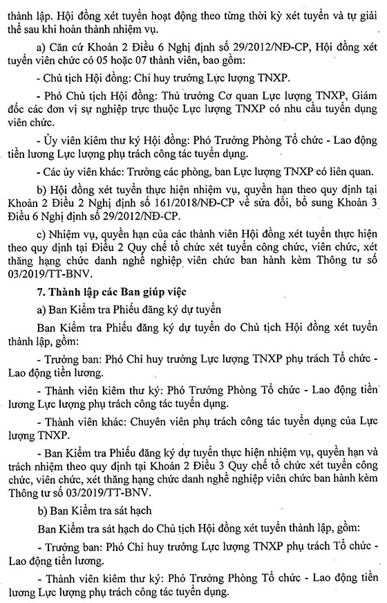 Lực lượng TNXP TP.HCM tuyển dụng viên chức đợt 1 năm 2020
