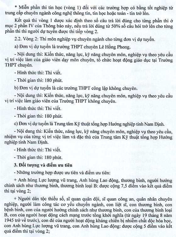 Sở Giáo dục và Đào tạo tỉnh Nam Định tuyển dụng giáo viên THPT và Trung tâm Kỹ thuật tổng hợp Hướng nghiệp năm 2020