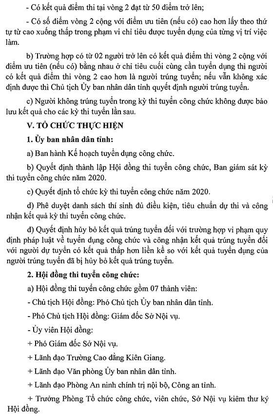 Sở Nội vụ tỉnh Kiên Giang tuyển dụng công chức năm 2020