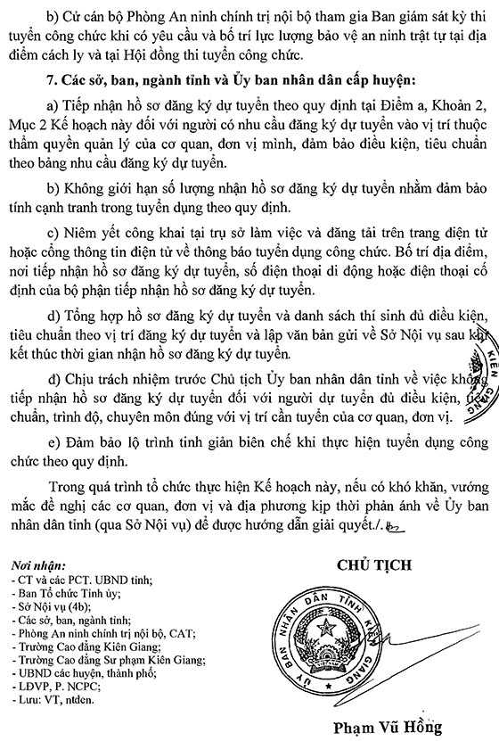 Sở Nội vụ tỉnh Kiên Giang tuyển dụng công chức năm 2020