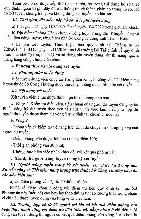 Trung tâm Khuyến công và Tiết kiệm năng lượng - Sở Công Thương tỉnh Thanh Hóa tuyển dụng viên chức năm 2020
