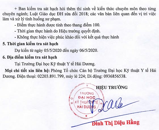  Trường Đại học Kỹ thuật Y tế Hải Dương tuyển dụng nhân sự năm 2020