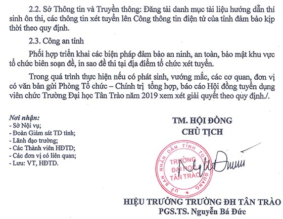 Trường Đại học Tân Trào, Tuyên Quang tuyển dụng viên chức năm 2019