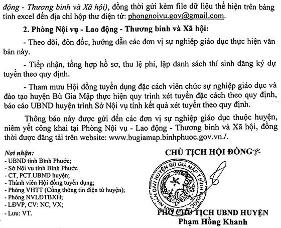 UBND huyện Bù Gia Mập, Bình Phước tuyển dụng đặc cách giáo viên năm 2020