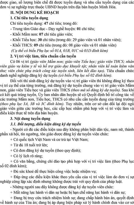 UBND huyện Minh Hóa, Quảng Bình tuyển dụng viên chức năm 2020