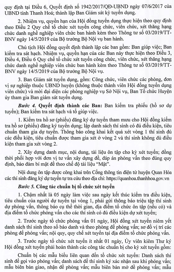 UBND huyện Quan Hóa, Thanh Hóa tuyển dụng giáo viên năm 2020