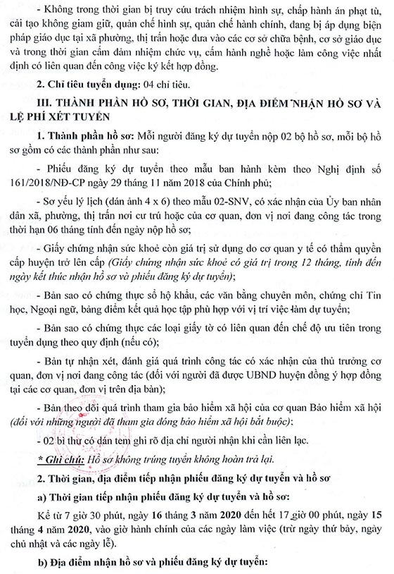 UBND huyện Quảng Điền, Thừa Thiên Huế tuyển dụng giáo viên năm 2020