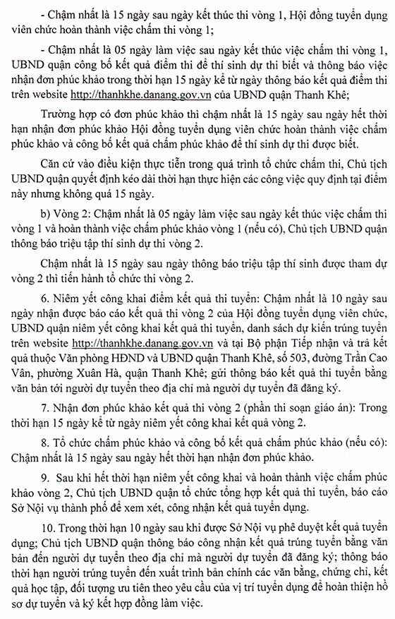UBND huyện Thanh Khê, TP.Đà Nẵng tuyển dụng giáo viên năm 2020