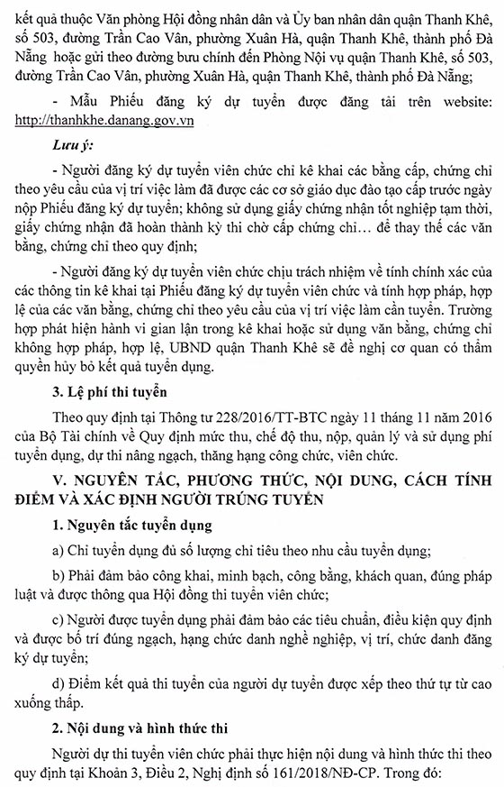 UBND huyện Thanh Khê, TP.Đà Nẵng tuyển dụng giáo viên năm 2020