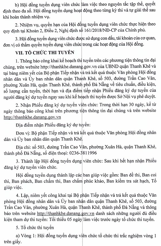 UBND huyện Thanh Khê, TP.Đà Nẵng tuyển dụng giáo viên năm 2020