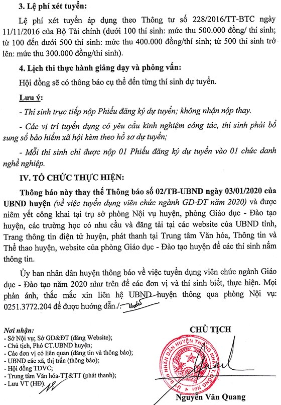 UBND huyện Thống Nhất, Đồng Nai tuyển dụng viên chức giáo dục đợt 1 năm 2020
