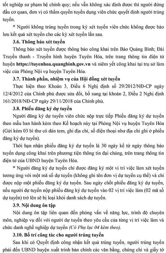 UBND huyện Tuyên Hóa, Quảng Bình tuyển dụng giáo viên năm 2020 