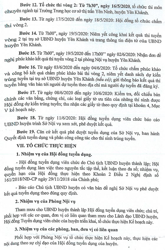 UBND huyện Yên Khánh, Ninh Bình tuyển dụng viên chức năm 2020