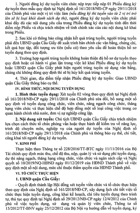 UBND quận Cầu Giấy, TP.Hà Nội tuyển dụng viên chức năm 2020