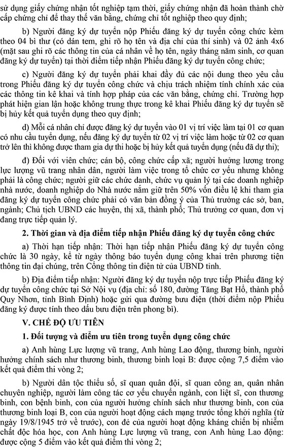 UBND tỉnh Bình Định thông báo tuyển dụng công chức hành chính tỉnh năm 2020