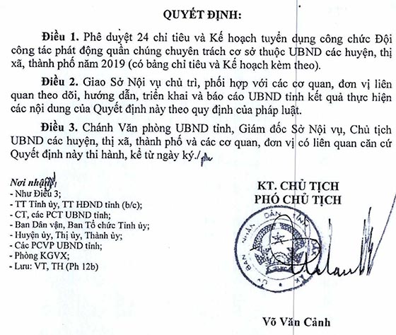 UBND tỉnh Đắk Lắk tuyển dụng công chức Đội công tác phát động quần chúng chuyên trách cơ sở năm 2020